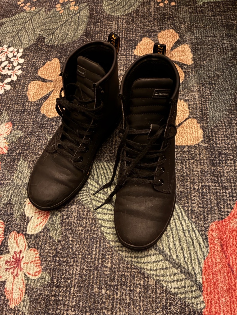 Dr. Marten Black Womens High-Top Lace-Up Boots